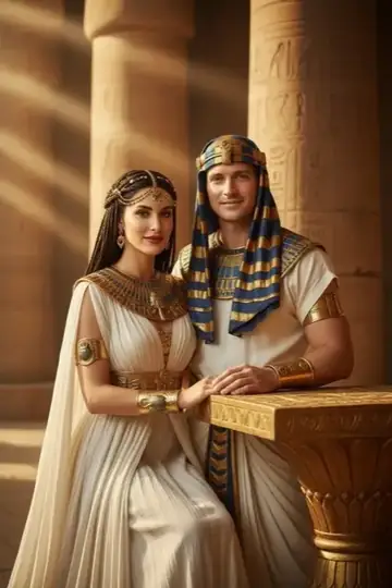 KI-Look Ägypten: Als Pharao und Königin im alten Ägypten.
