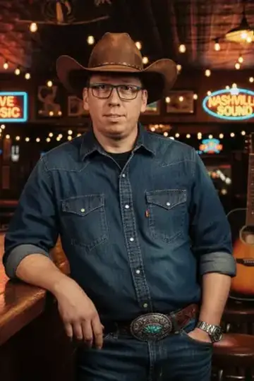 KI-Look Country Bar: Cowboyhut und Jeanshemd in der Country-Bar.