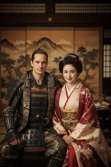 KI-Look Samurai Court: Am Hof der Samurai, mit Rüstung und Kimono.